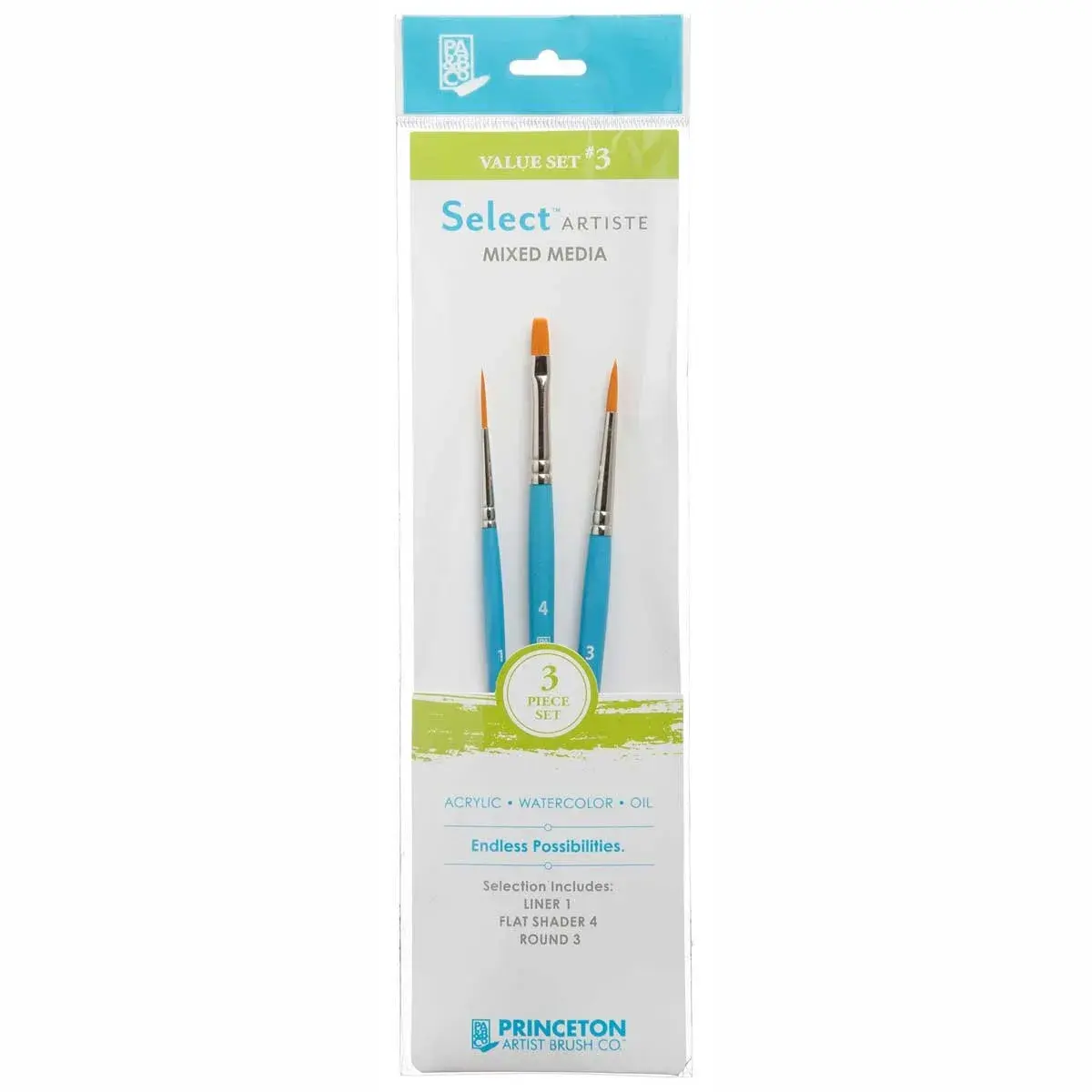 Princeton Select Artiste Brush Set No. 3, Synthetic, 3 Piece | Artist Quality for All Media - main product image