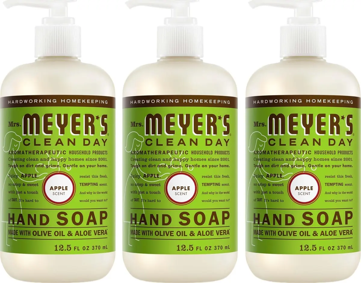 Mrs. Meyer's Clean Day Hand Soap Apple Scent 375ml (12.5 Fl Oz x 3) | Moisturizing Liquid Soap for Busy Hands - main product image