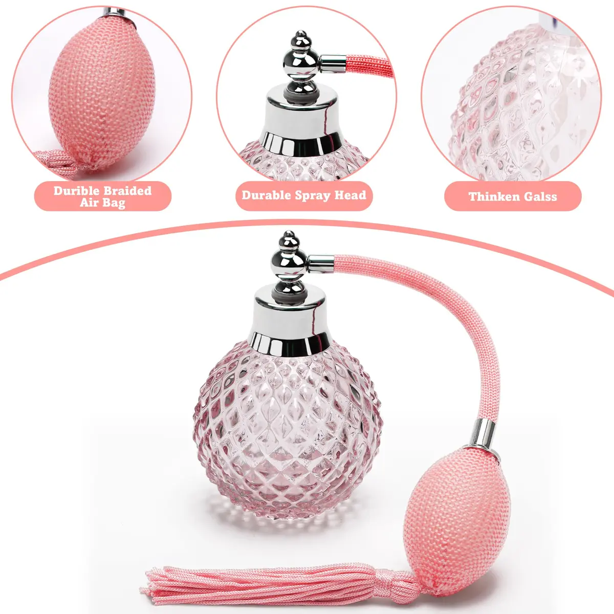 Coolrunner 100ml Crystal Art Refillable Perfume Atomizer Bottle,Long Spray | Vintage Crystal Design - view 3