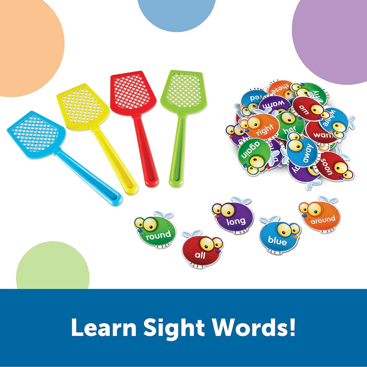 Learning Resources Sight Word Swat Game - Phonics Flash Cards & Board Game for Kids, Homeschool & Classroom (110 Double-Sided Flies, 4 Swatters) - view 2