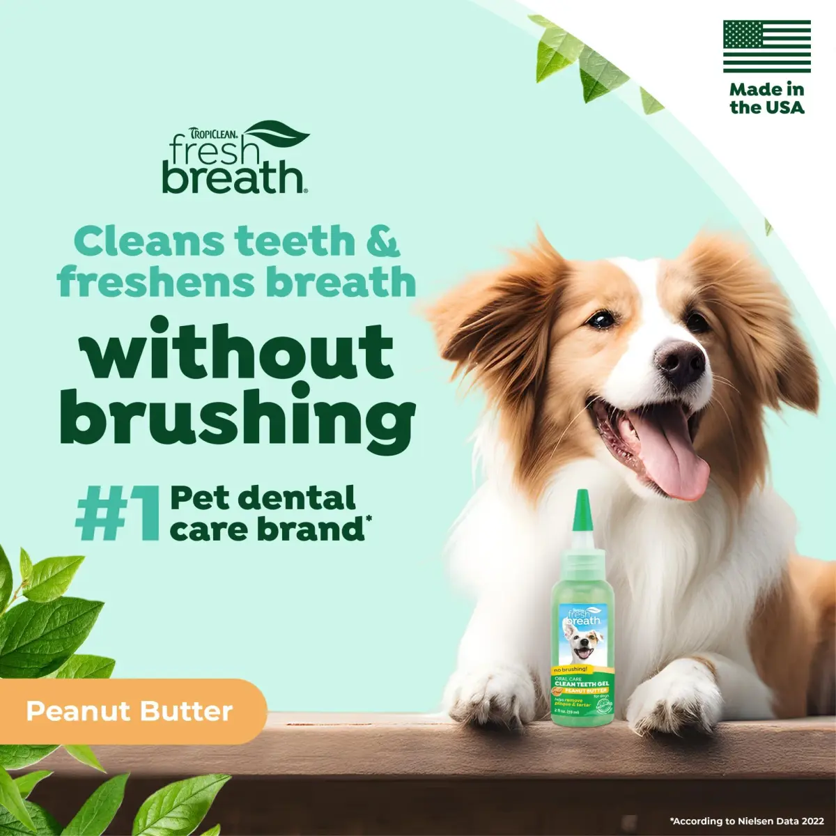 TropiClean Fresh Breath Dog Toothpaste Peanut Butter Flavor 59ml (2 Fl Oz) | No Brush Needed Plaque & Tartar Remover - view 2