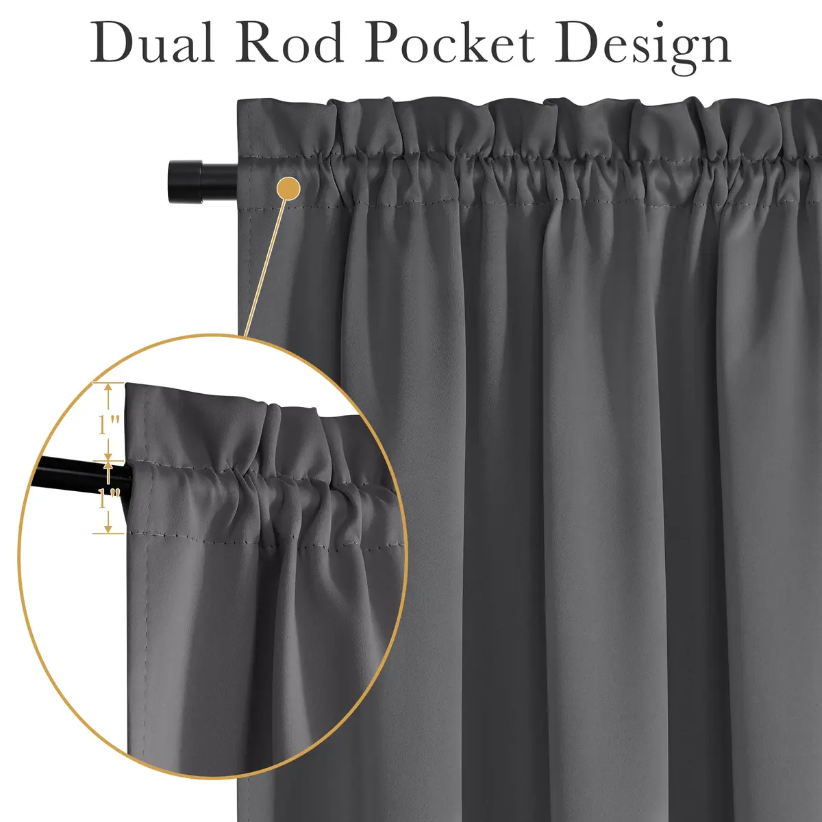 PONY DANCE Gray Door Curtain 54" W x 72" L | Blackout Privacy Panel with Tieback - view 6