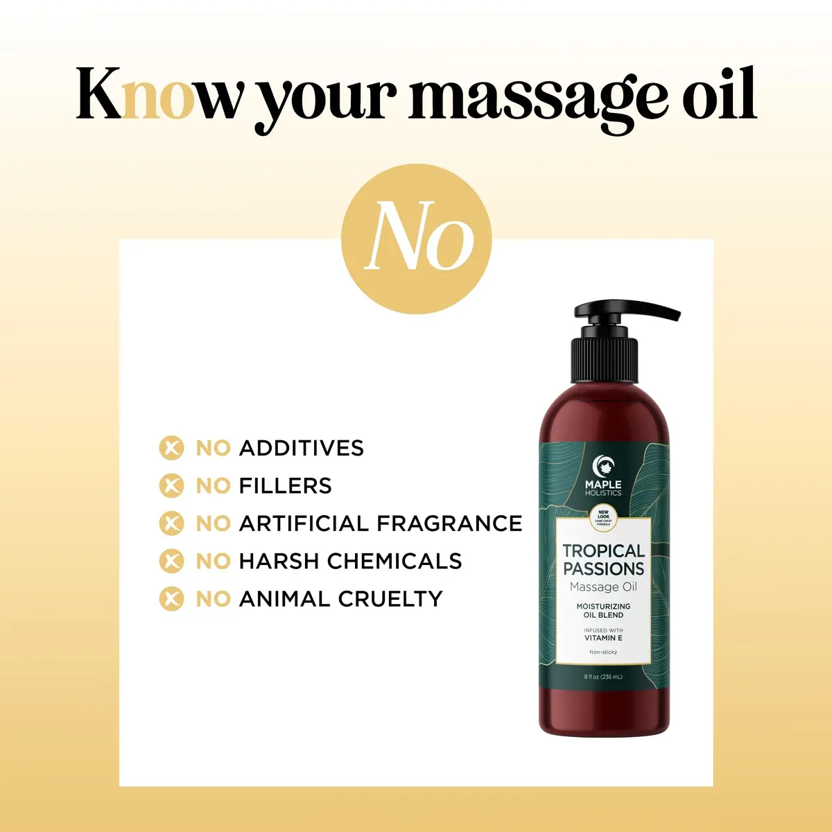 Maple Holistics Tropical Sensual Massage Oil 8 Fl Oz | Coconut & Sweet Almond with Mango Scent, Vegan & Gluten-Free - view 7