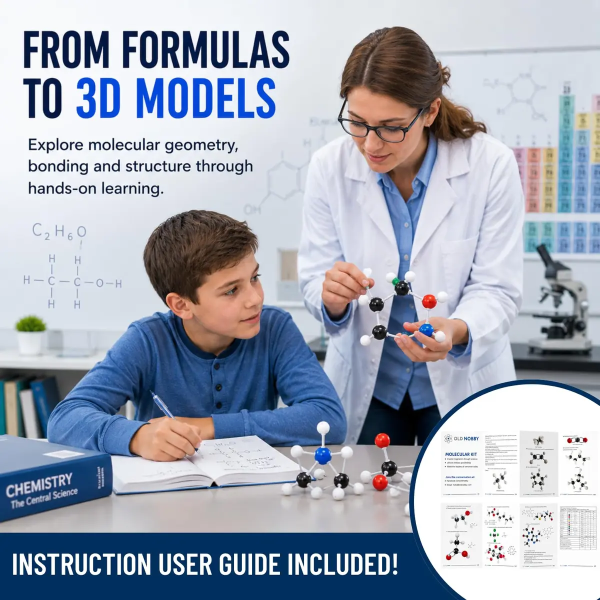 Old Nobby Organic Chemistry Model Kit 239 PCS | Molecular Model Kit for Students - view 5