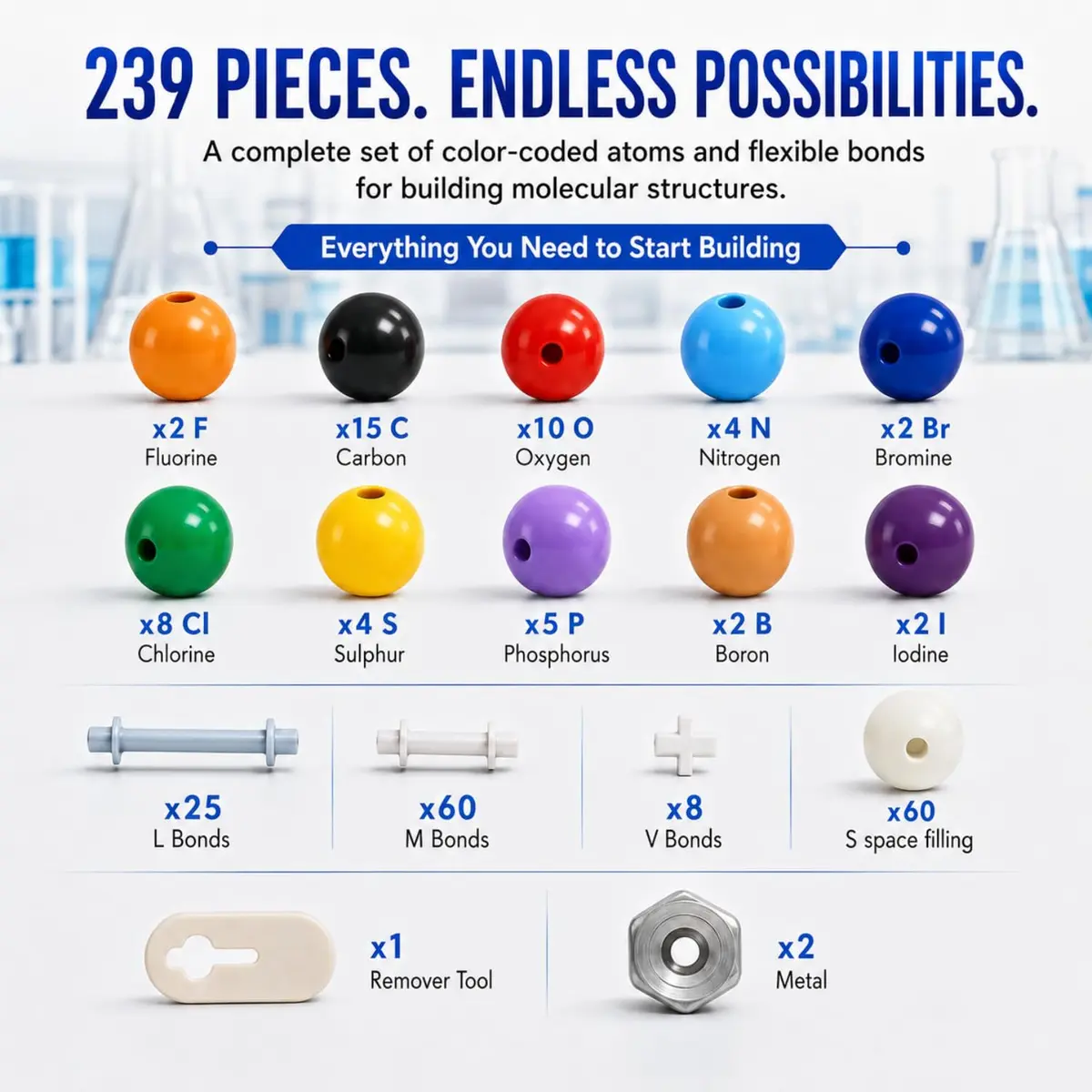 Old Nobby Organic Chemistry Model Kit 239 PCS | Molecular Model Kit for Students - view 2