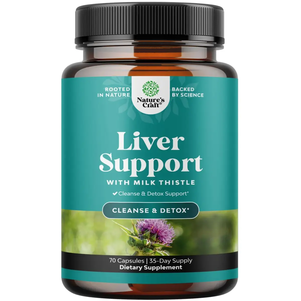 Natures Craft Liver Cleanse Support Milk Thistle Supplement with Choline 70 Count | Advanced Liver Health Formula - main product image