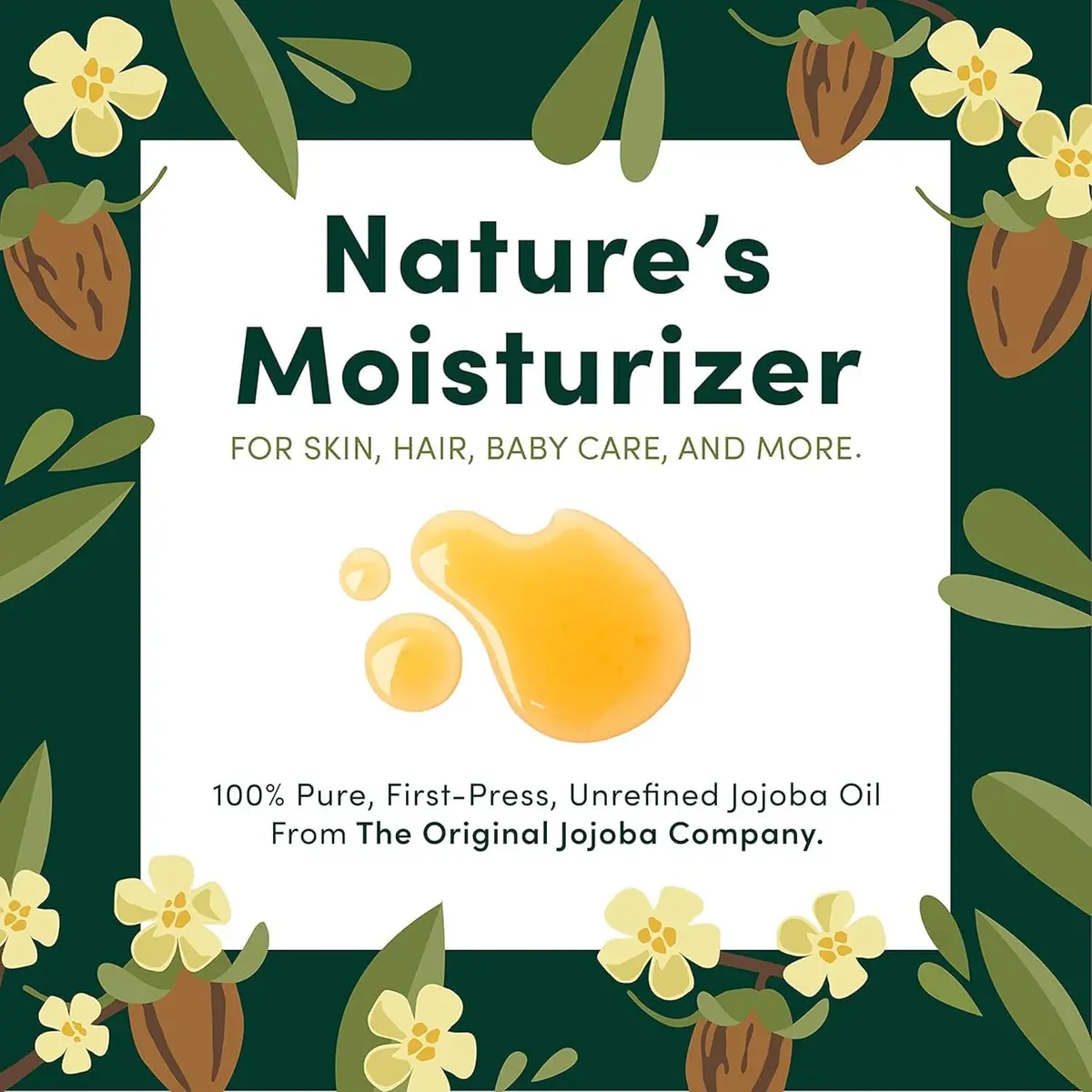 HobaCare Organic Jojoba Oil 4.22 oz | Pure, Hexane-Free, Fast-Absorbing for Skin & Hair - view 2