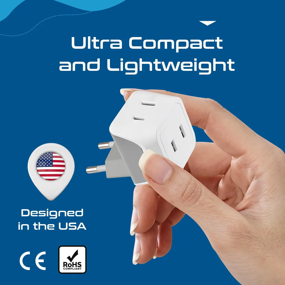 Ceptics European Travel Plug Adapter - Type C, Dual Input, Compact (3 Pack) | Compatible in most European countries - view 6