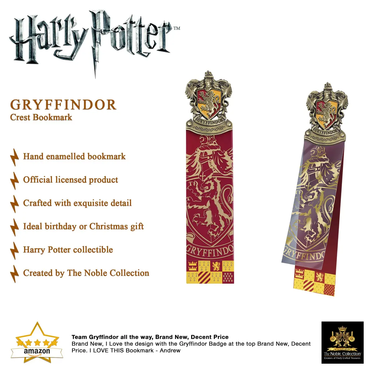 The Noble Collection Gryffindor Crest Bookmark | Metal Bookmark for Books - view 3