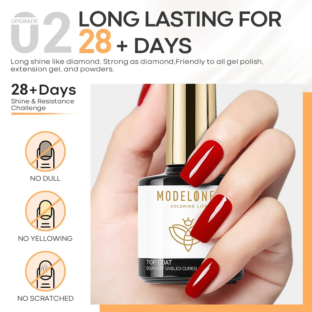 modelones Clear Gel Nail Polish Set 2PCS | Long-Lasting, No Wipe, Glossy Finish (10ml each) - view 4