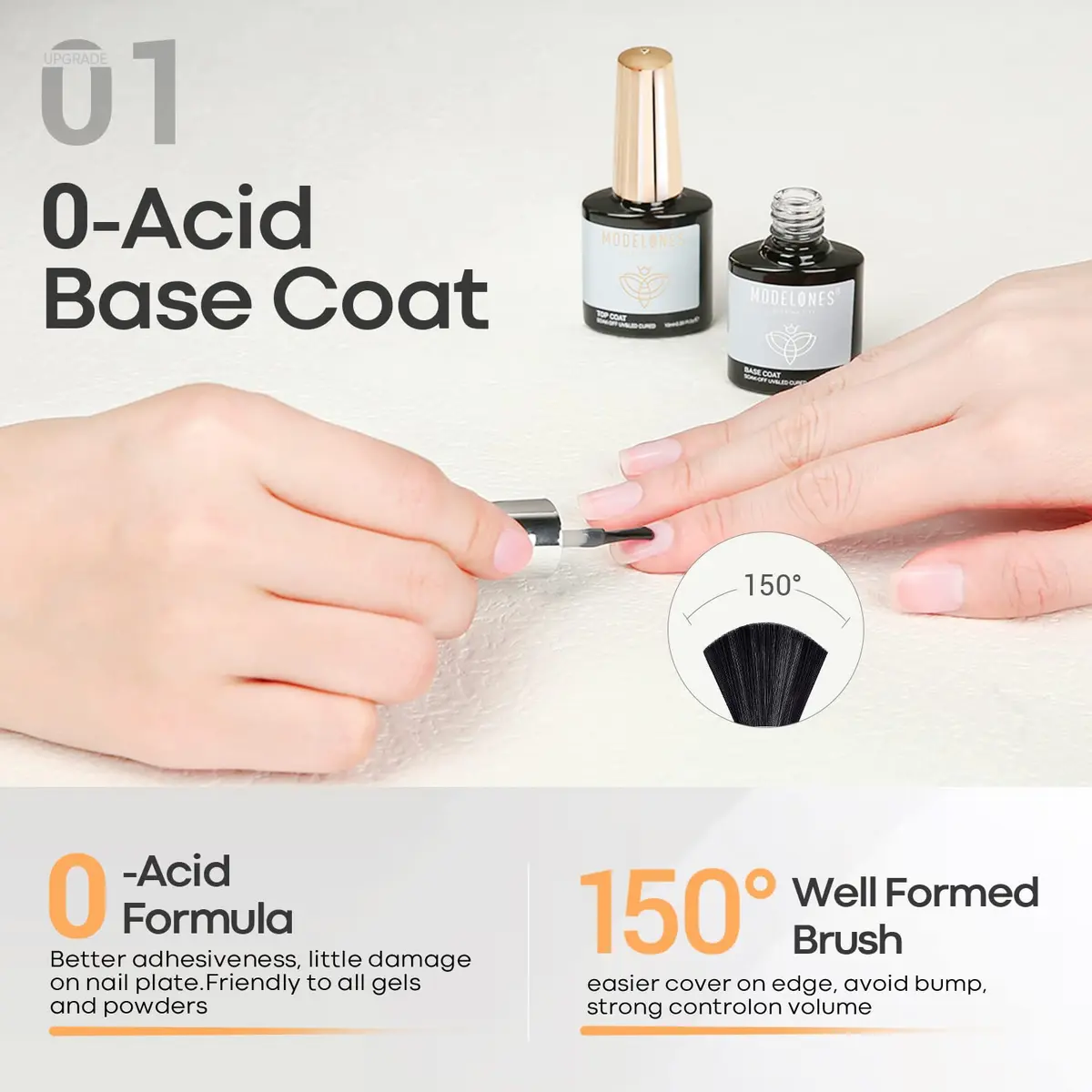 modelones Clear Gel Nail Polish Set 2PCS | Long-Lasting, No Wipe, Glossy Finish (10ml each) - view 3