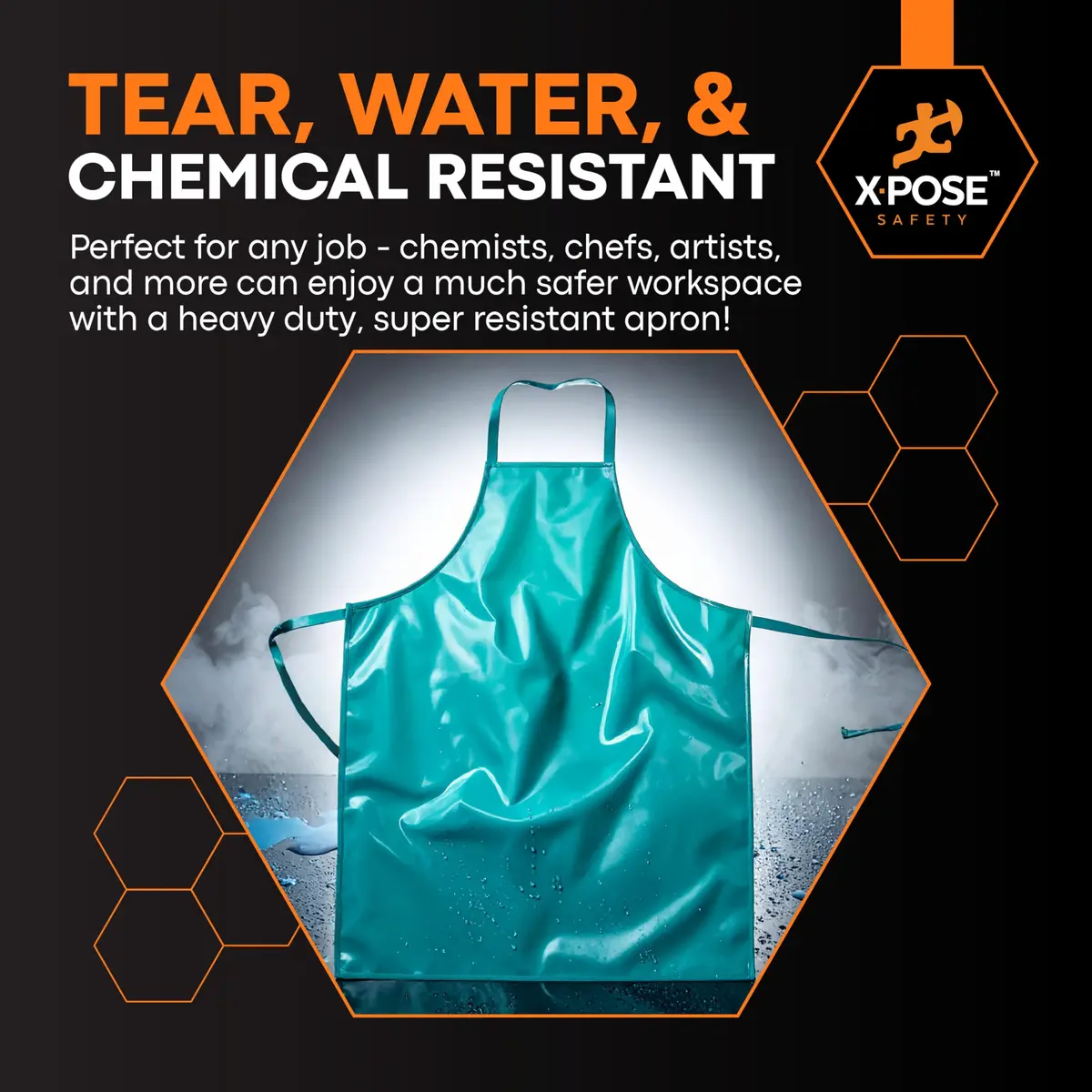 Xpose Safety Heavy Duty Vinyl Apron 2 Pack (90cm x 114cm) | Waterproof & Chemical Resistant for Home & Industrial Use - view 5