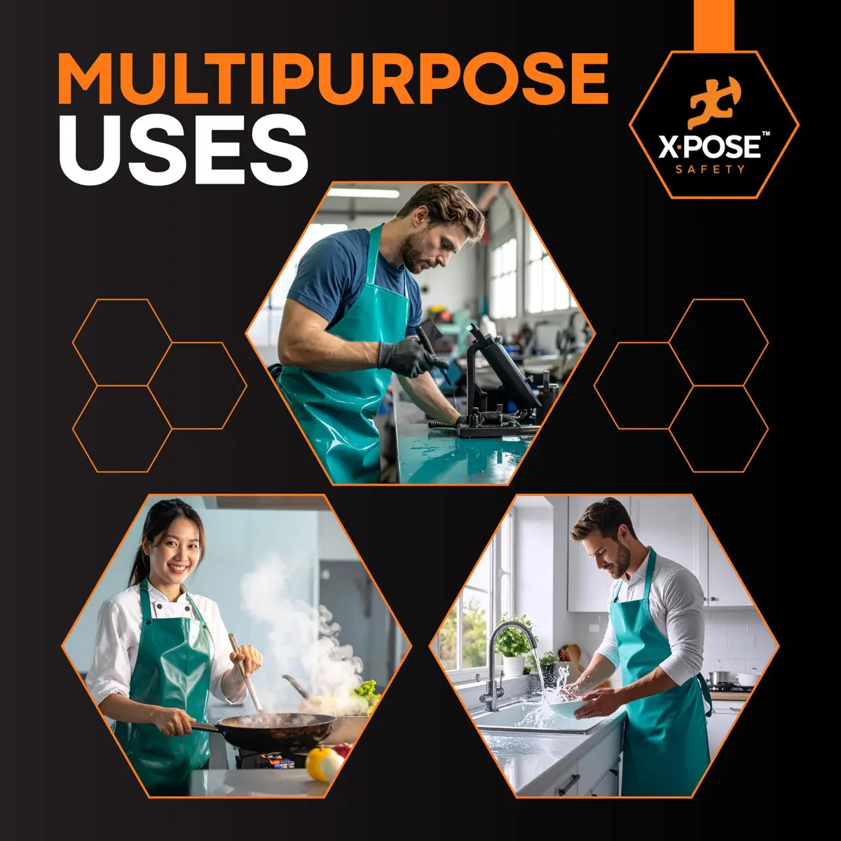 Xpose Safety Heavy Duty Vinyl Apron 2 Pack (90cm x 114cm) | Waterproof & Chemical Resistant for Home & Industrial Use - view 2
