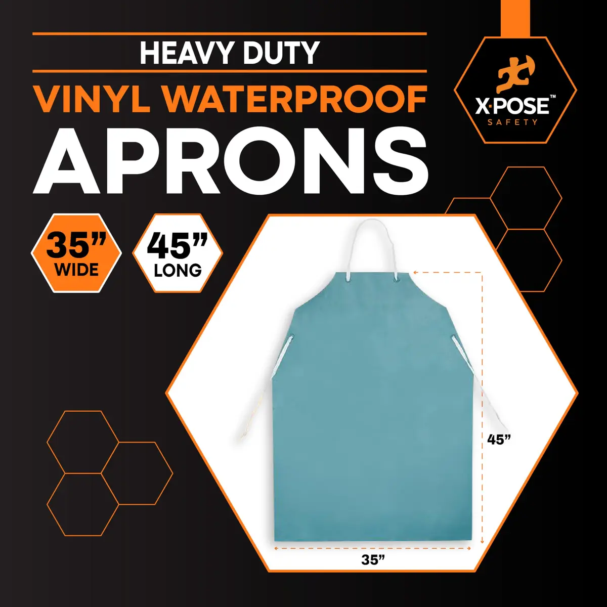 Xpose Safety Heavy Duty Vinyl Apron 2 Pack (90cm x 114cm) | Waterproof & Chemical Resistant for Home & Industrial Use - view 3