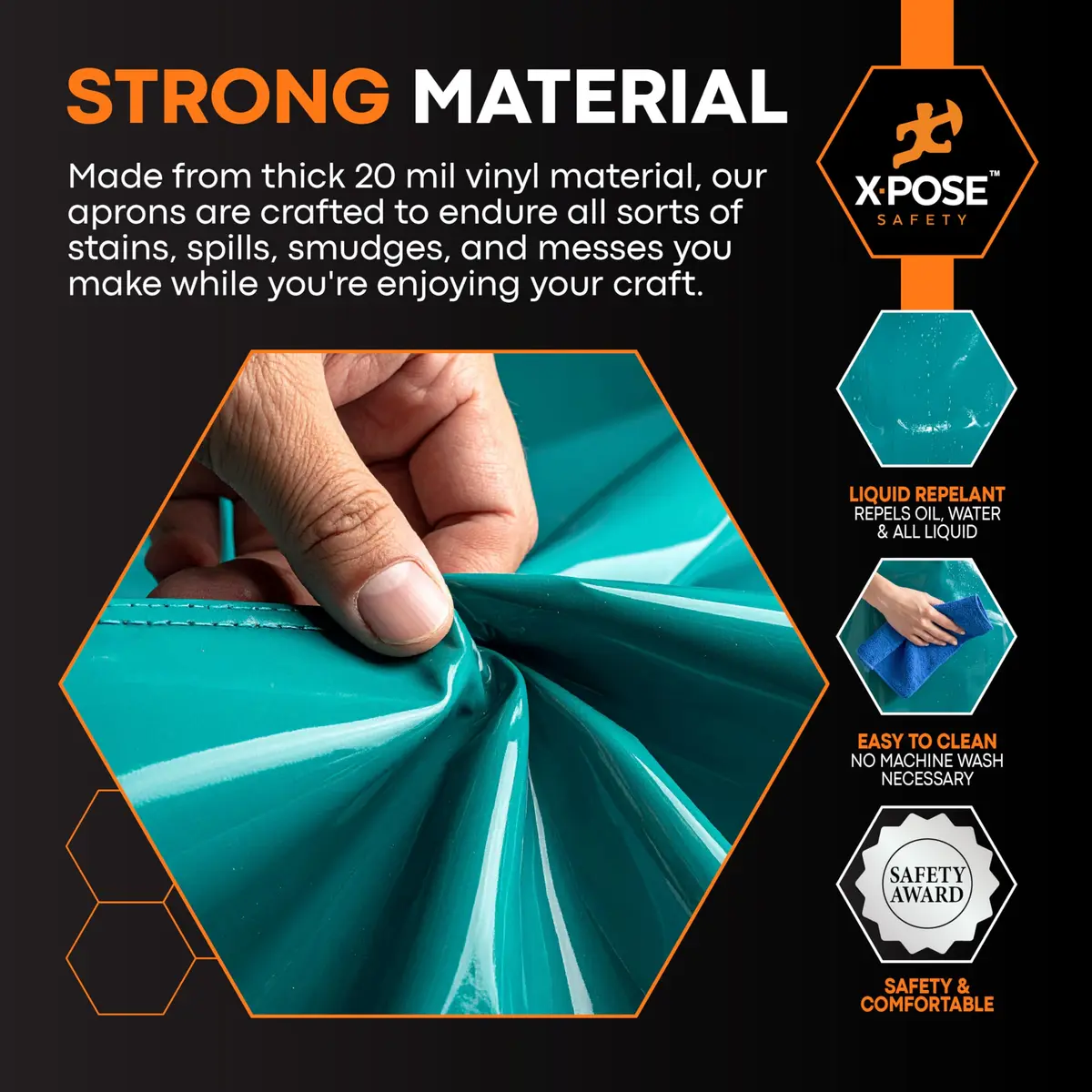 Xpose Safety Heavy Duty Vinyl Apron 2 Pack (90cm x 114cm) | Waterproof & Chemical Resistant for Home & Industrial Use - view 4
