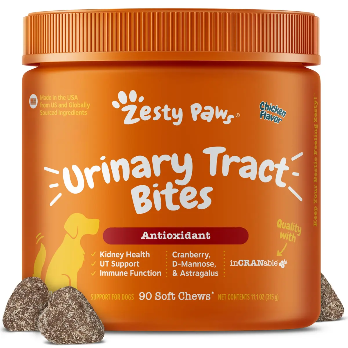 Zesty Paws Cranberry Supplement for Dogs - Chicken, 90 Ct | Urinary & Immune Support - main product image