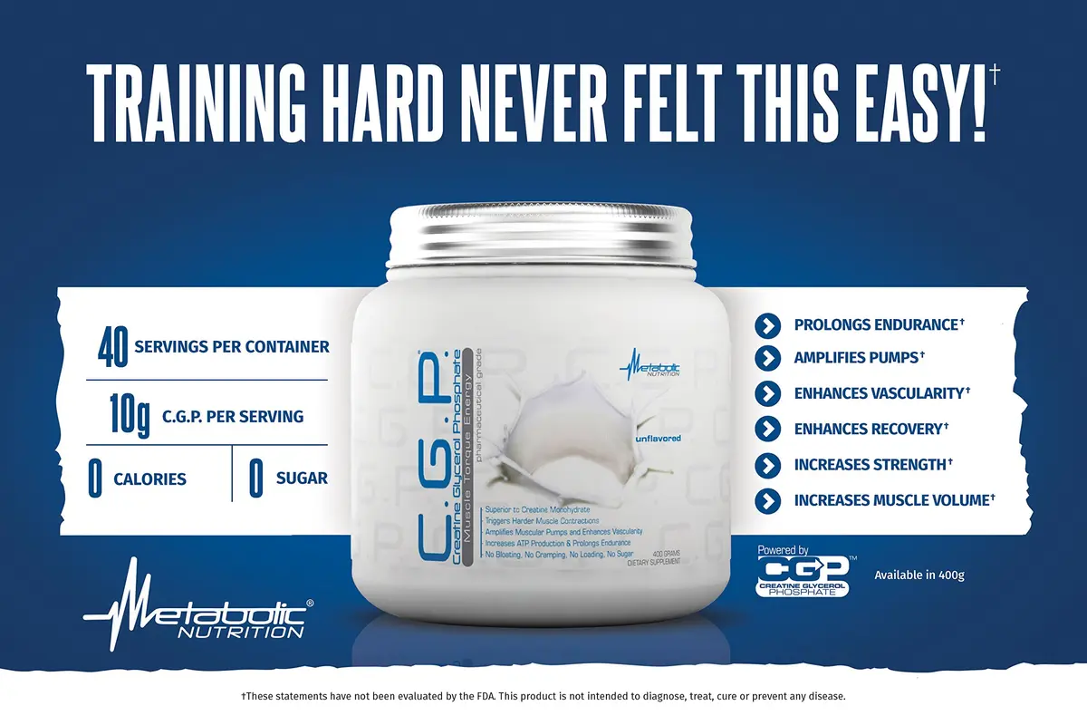 Metabolic Nutrition CGP Creatine Glycerol Phosphate 400g | Rapid Absorption & Muscle Pumps - view 6