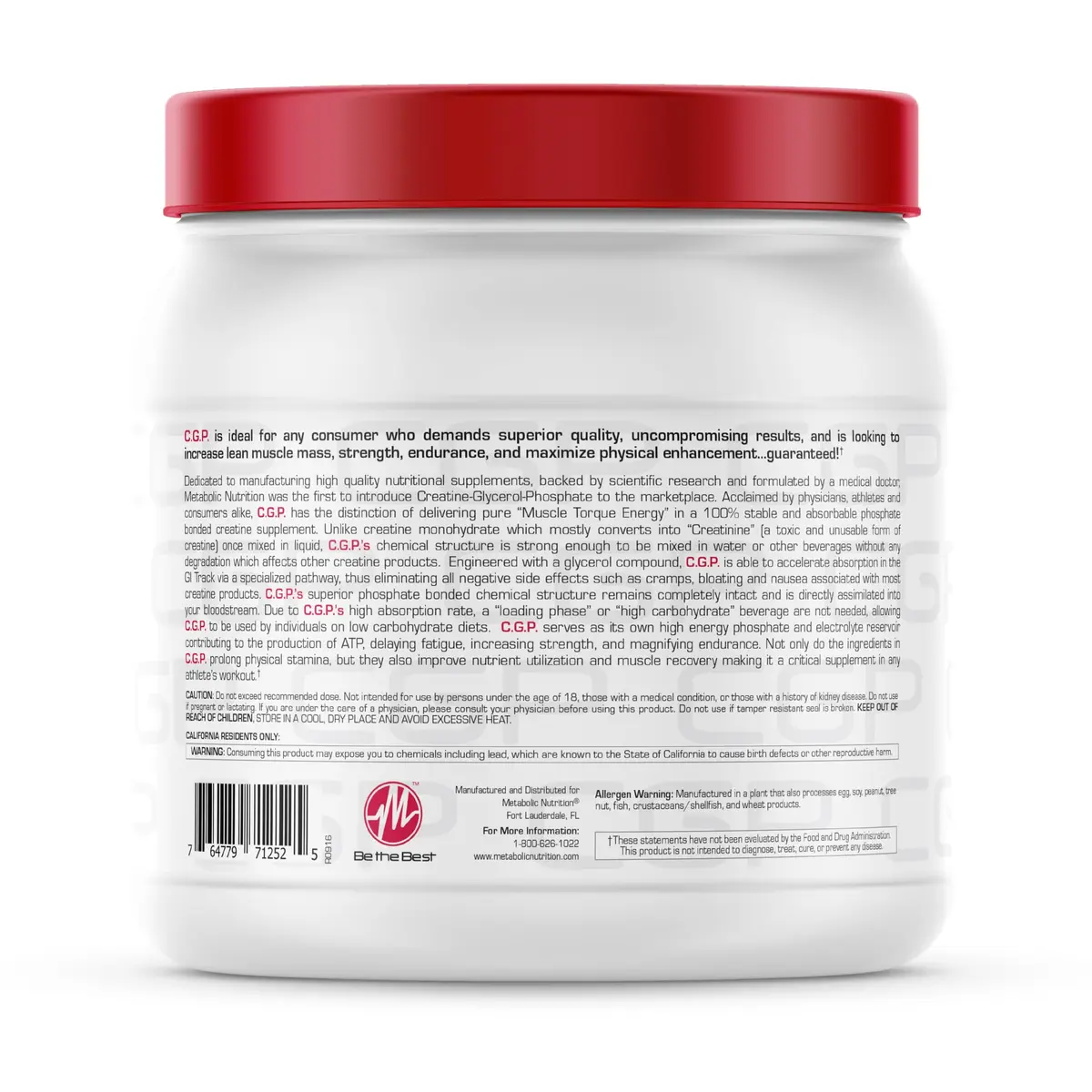 Metabolic Nutrition CGP Creatine Glycerol Phosphate 400g | Rapid Absorption & Muscle Pumps - view 8