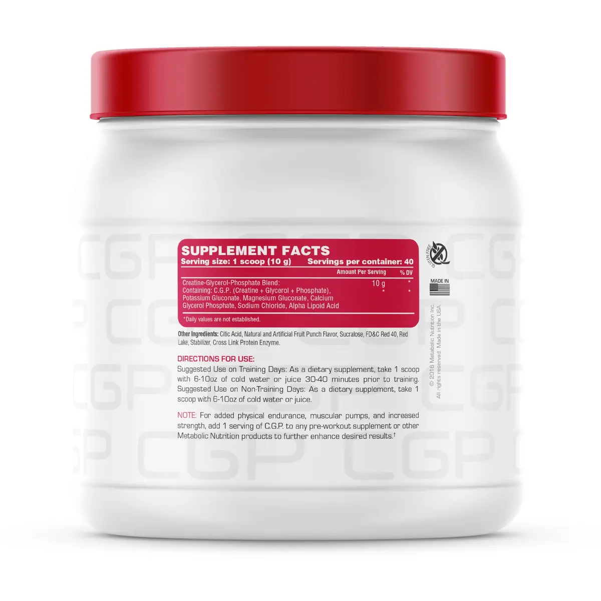 Metabolic Nutrition CGP Creatine Glycerol Phosphate 400g | Rapid Absorption & Muscle Pumps - view 9