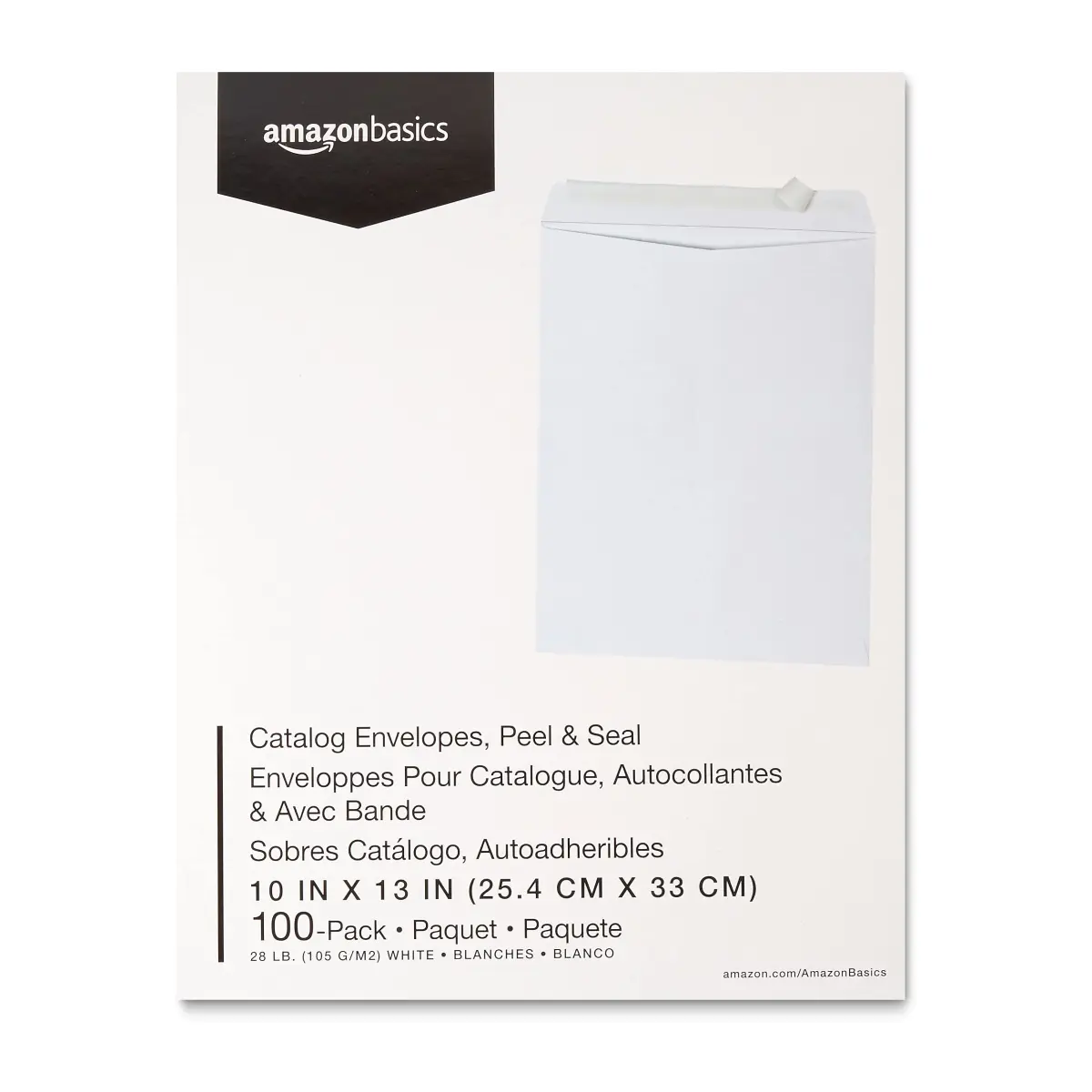 Amazon Basics Catalog Mailing Envelopes, Peel and Seal, 10x13 Inch, White, 100-Pack | 257 cm² (10x13 Inch) Catalog Envelopes - view 6