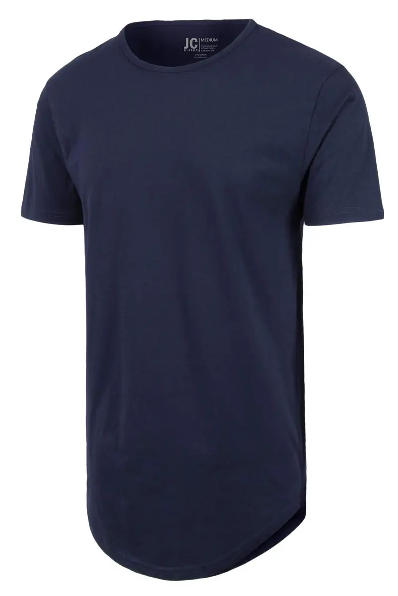 JC DISTRO Mens Hipster Hip Hop Cotton Elong Round Scallop Hemline T-Shirt Navy 3X-Large | Modern Casual Fit - view 3