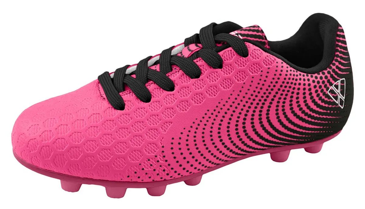 Vizari Stealth Boys Girls Soccer Cleats | Youth Firm Ground Athletic Shoes Pink/Black - main product image