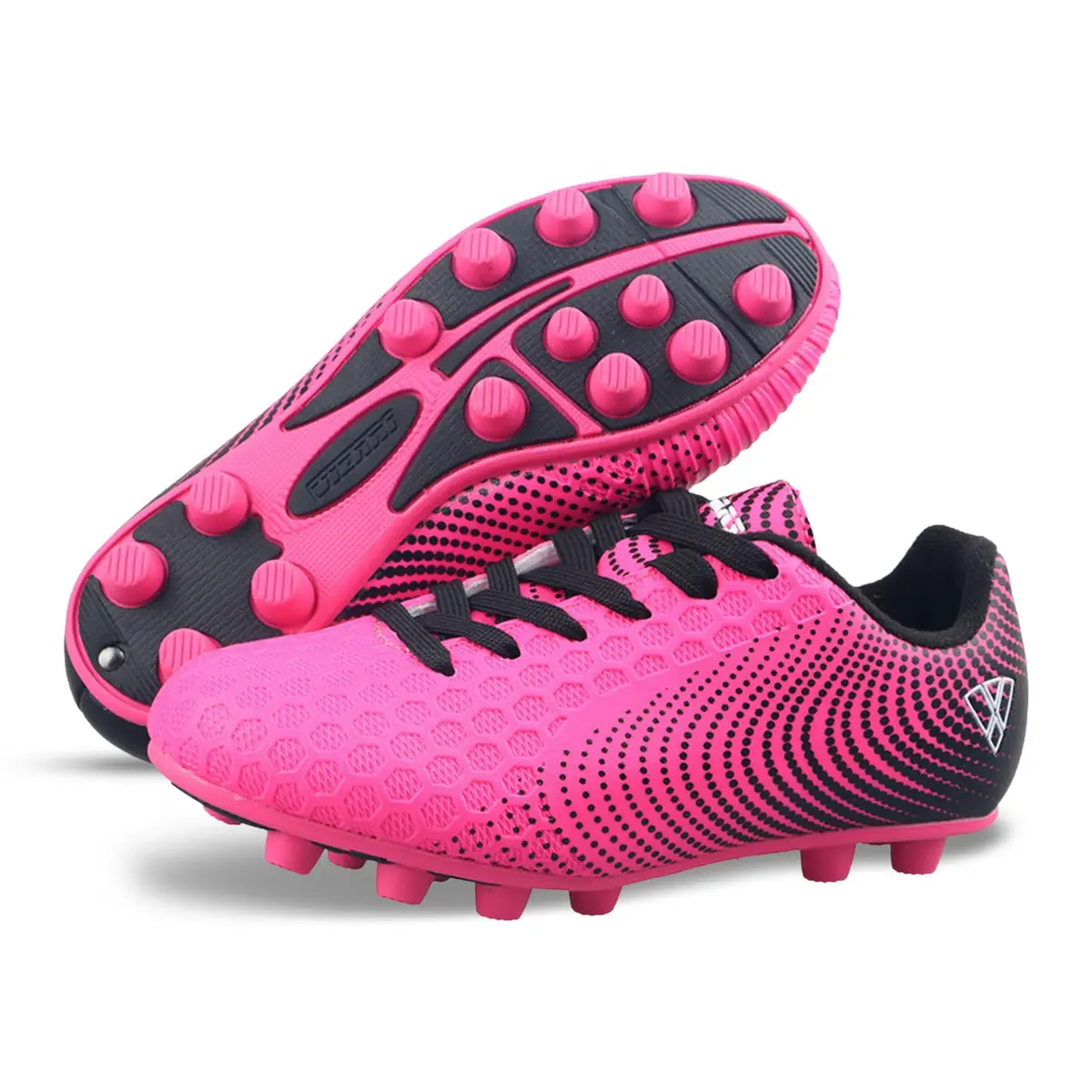 Vizari Stealth Boys Girls Soccer Cleats | Youth Firm Ground Athletic Shoes Pink/Black - view 2