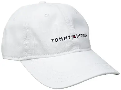 Tommy Hilfiger Men's White Logo Dad Baseball Cap - One Size, 100% Cotton - main product image