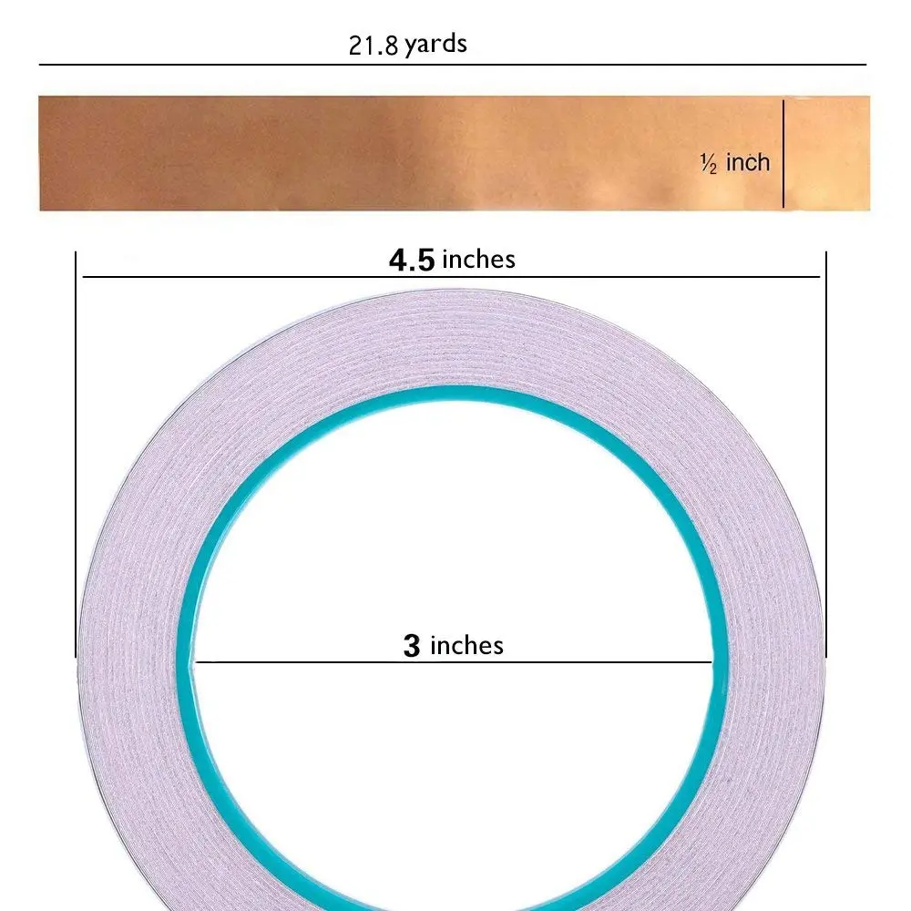 Zehhe Copper Foil Tape with Double-Sided Conductive 1/2inch (21.8 yards) | EMI Shielding & Stained Glass - view 3