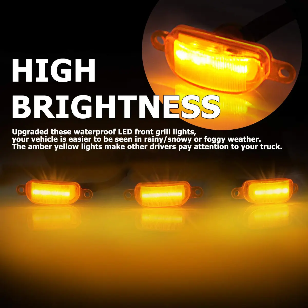 EAG Replacement ABS Upper Grille Front Hood Grill - Matte Black - with Amber LED Lights for 10-12 Ram 2500/3500 - view 6
