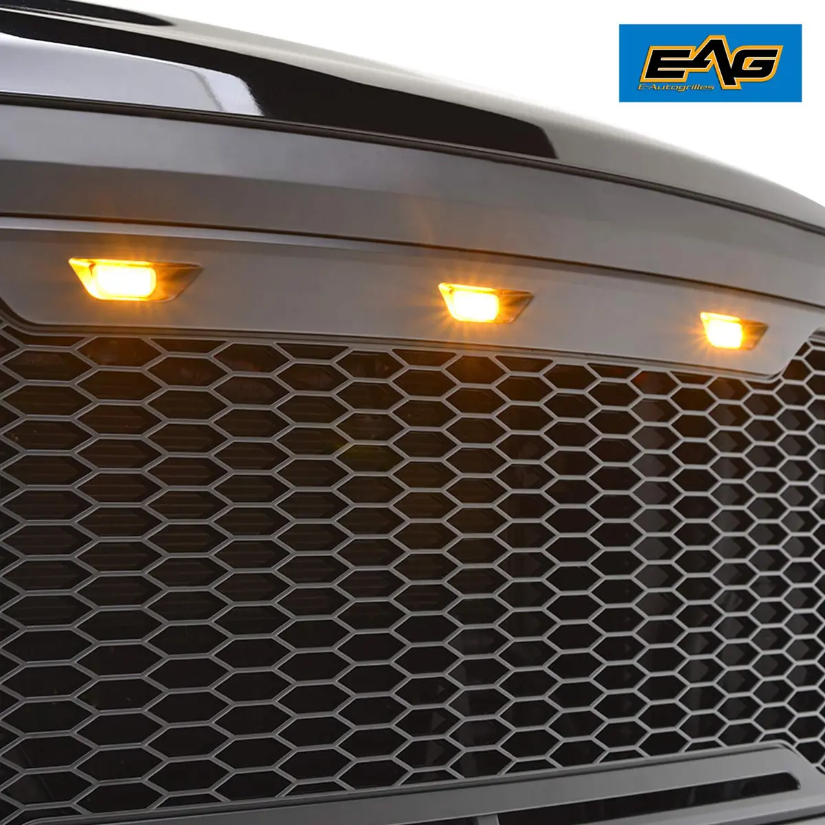 EAG Replacement ABS Upper Grille Front Hood Grill - Matte Black - with Amber LED Lights for 10-12 Ram 2500/3500 - view 9