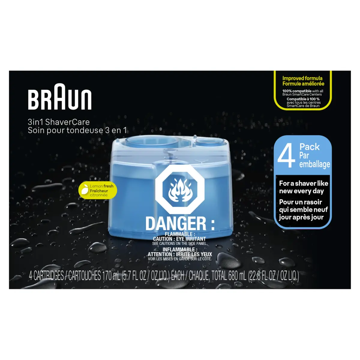 Braun Clean & Renew Refill Cartridges CCR 22.8 Fl Oz (675ml) | Lemon Scented Shaver Cleaner for Clean&Charge System - view 9