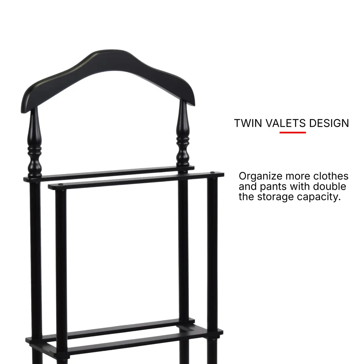 Proman Products Twin Valet 42.5" Height Black | Elegant Wardrobe Organizer - view 6