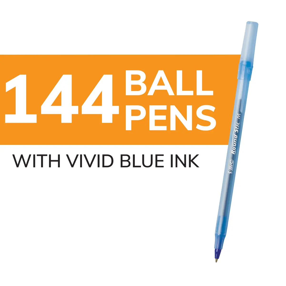 BIC Round Stic Xtra Life Blue Ballpoint Pens, 144-Count Pack | Smooth Ink Flow for Office & School - view 2