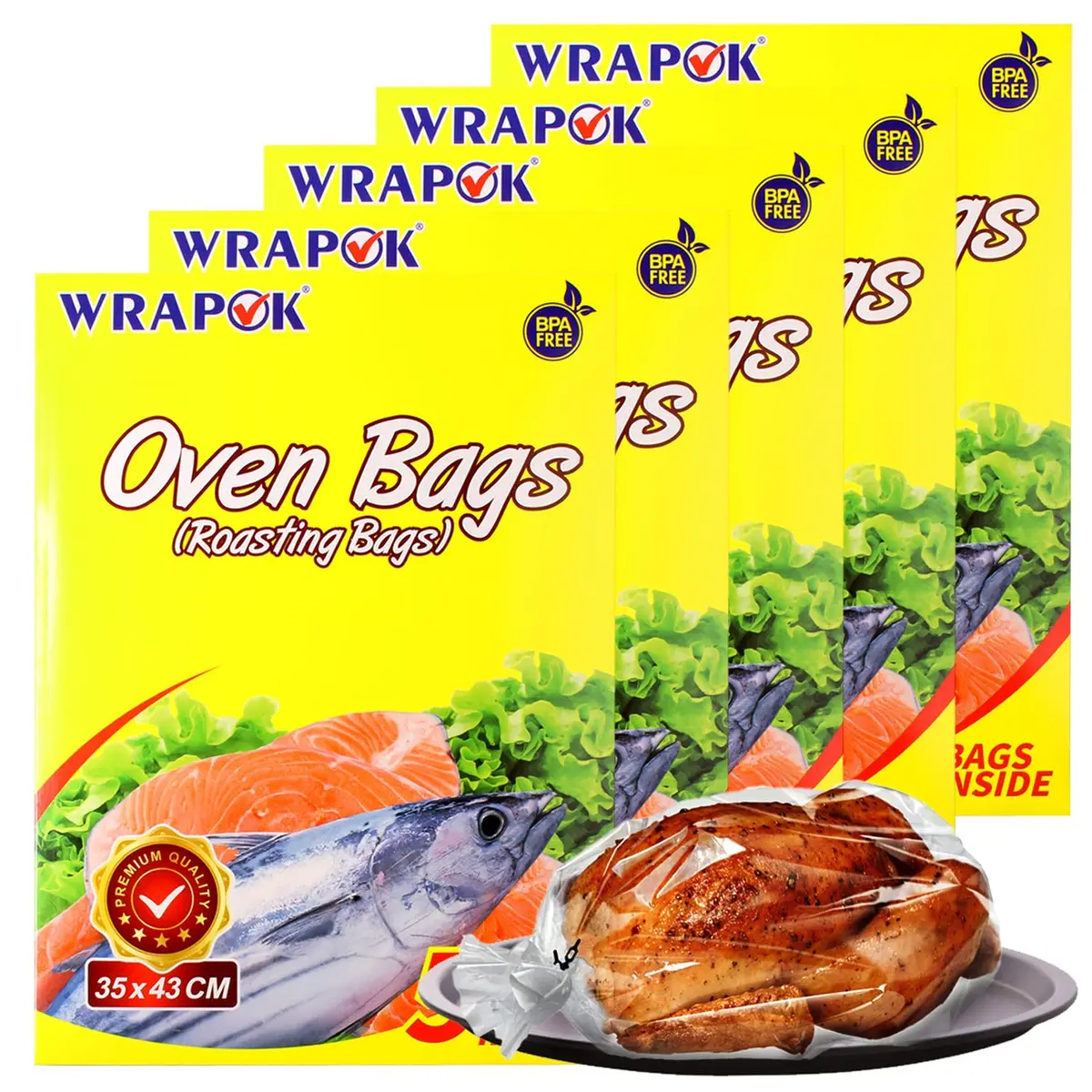 WRAPOK Food Storage Bags Medium Size Roasting Baking Bag 14 x 17 Inch Pack of 25 - main product image