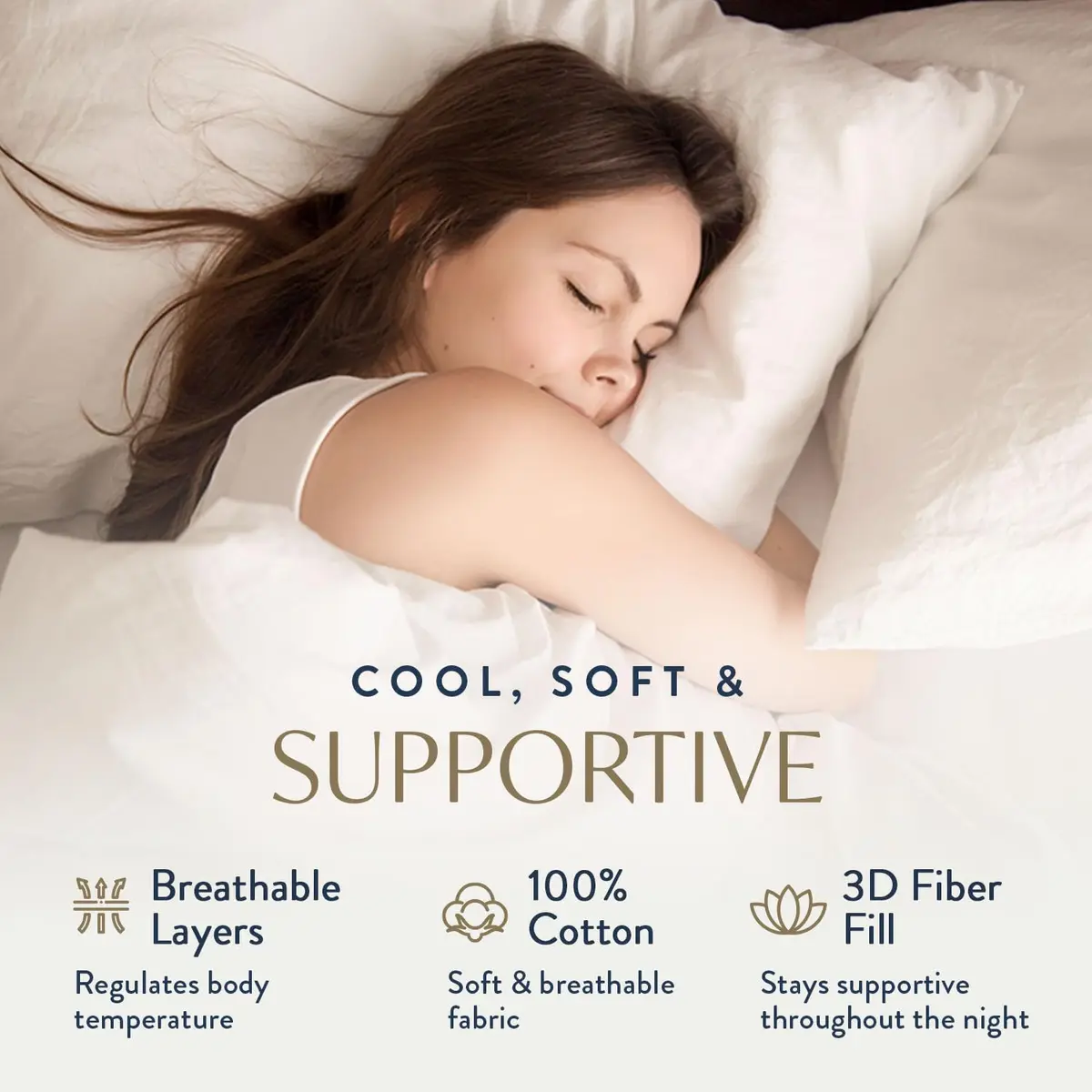 Digital Decor 100% Cotton Hotel Pillows Queen Size Set of 2 | Cooling, Hypoallergenic Support for Side & Back Sleepers - view 2