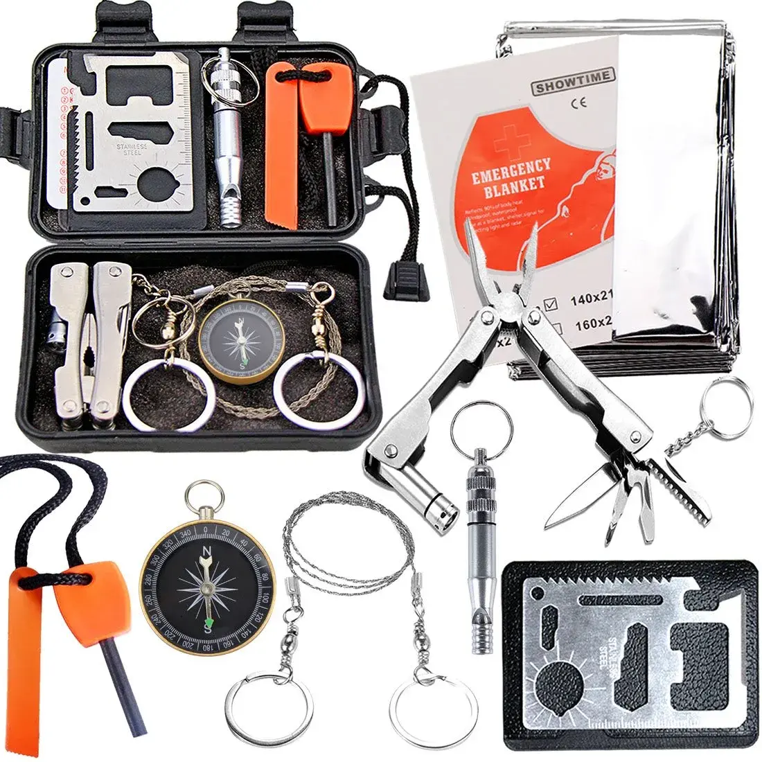 EMDMAK Survival Kit Black 194 g (6.8 oz) | Essential Outdoor Emergency Gear - main product image