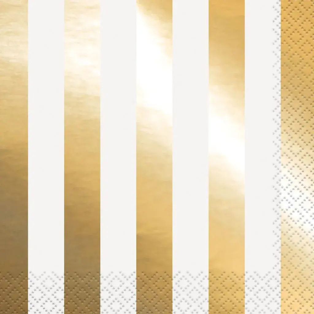 Unique Elegant Gold Foil Stripes Luncheon Napkins (16-Pack) | Perfect for Parties & Special Occasions - view 4