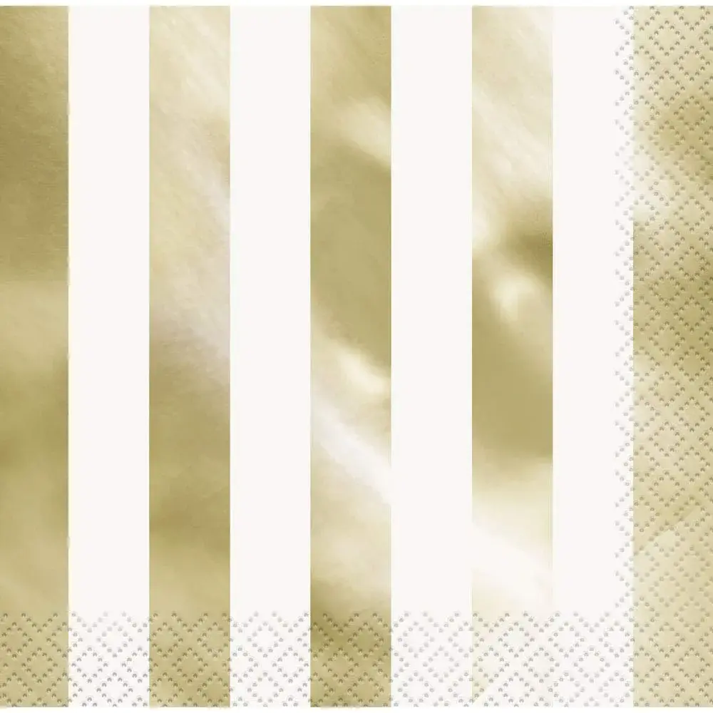 Unique Elegant Gold Foil Stripes Luncheon Napkins (16-Pack) | Perfect for Parties & Special Occasions - view 2
