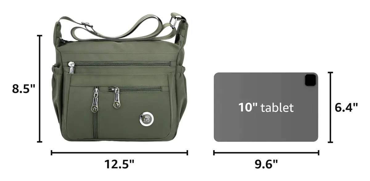 Fabuxry Green Handbag for Women Crossbody Bag Messenger Style | Water-Resistant Nylon, Adjustable Strap - view 3