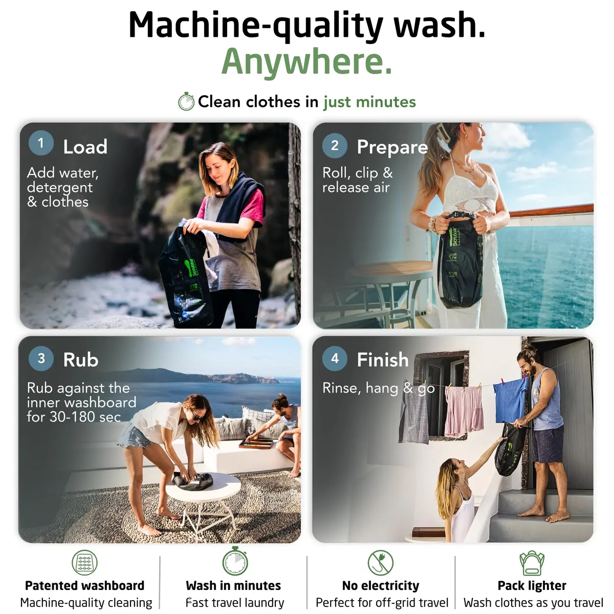 Scrubba Wash Bag Patented Washboard-in-a-Bag™ 5 oz Travel Clothes Washer | Ultra-Portable Travel Laundry Solution - view 4