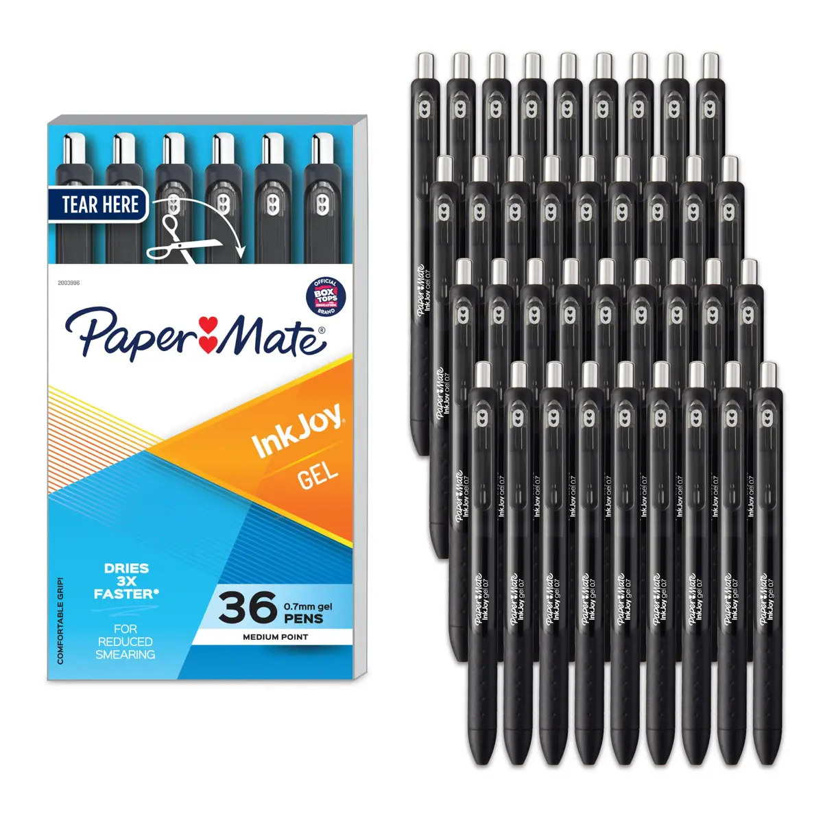 Paper Mate InkJoy Gel Pens, Retractable, Medium Point (0.7mm), Black, 36 Count | Smudge-Free, Bright Ink for India - main product image