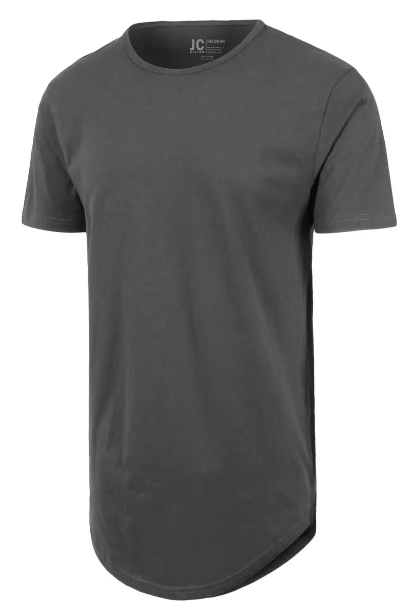 JC DISTRO Mens Hipster Hip Hop Cotton Elong Round Scallop Hemline Tshirt Coolgray XXXLarge | Modern Style & Longer Fit - view 3