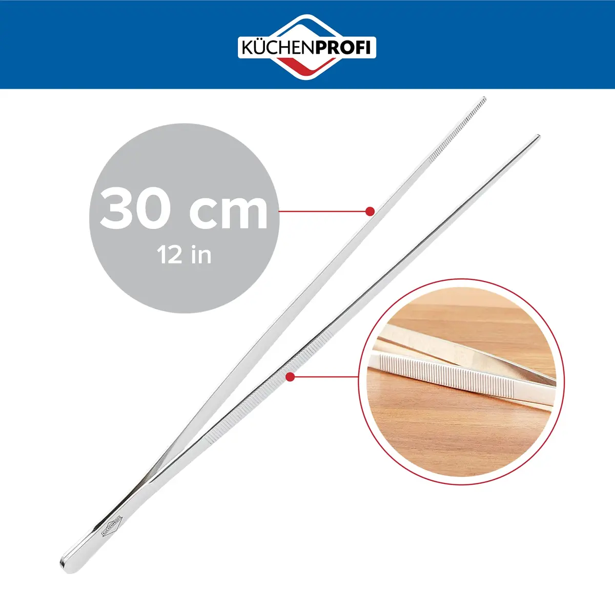 Küchenprofi 12-Inch Tweezer Tongs in 18/10 Stainless Steel, Pack of 3 | Professional Kitchen Utensils - view 2