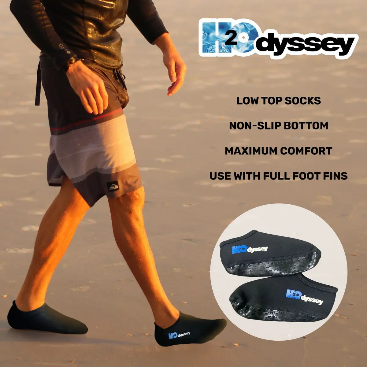H2ODYSSEY 2mm Neoprene Fin Socks – Anti‑Blister Water Socks for Swimming & Diving (Ankle, Black, Medium) - view 7