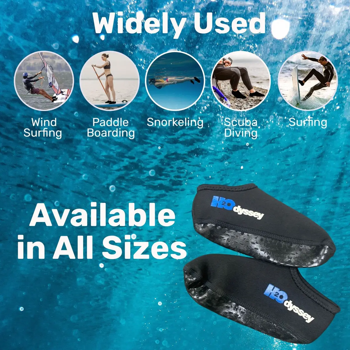 H2ODYSSEY 2mm Neoprene Fin Socks – Anti‑Blister Water Socks for Swimming & Diving (Ankle, Black, Medium) - view 3