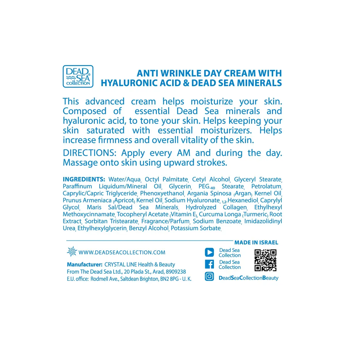 Dead Sea Collection Day Cream for Face with 5% Hyaluronic Acid 1.69 fl. oz | Anti-Aging Moisturizer for All Skin Types - view 9