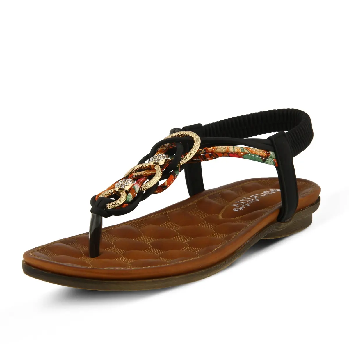 PATRIZIA Gadelina Embellished T-strap Sandal | Rhinestone & Elastic Heel | US 7.5-8 - main product image