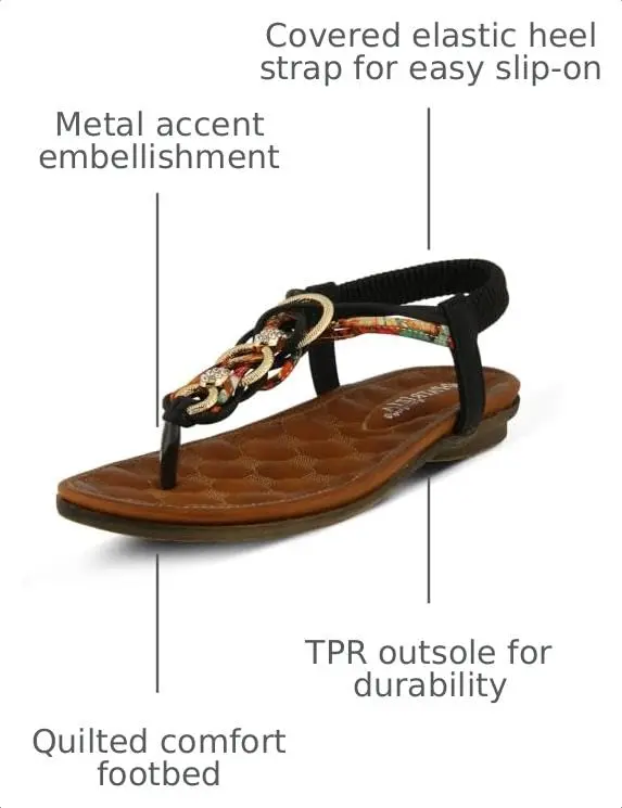PATRIZIA Gadelina Embellished T-strap Sandal | Rhinestone & Elastic Heel | US 7.5-8 - view 4