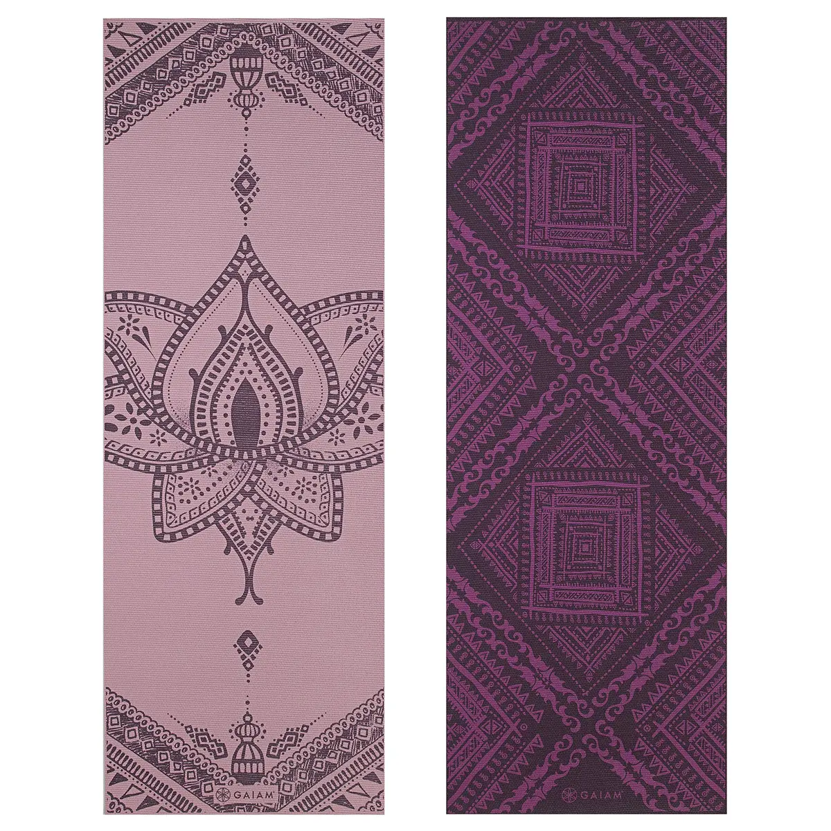 Gaiam Reversible Yoga Mat, 6mm Thick Print Mat (Inner Peace) | Non-Slip, Cushioned, Reversible - view 2